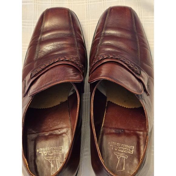 Vintage REGAL Brown Mens Loafers Size 10.5 D/B Leather Braided Detail Classic - Picture 12 of 15
